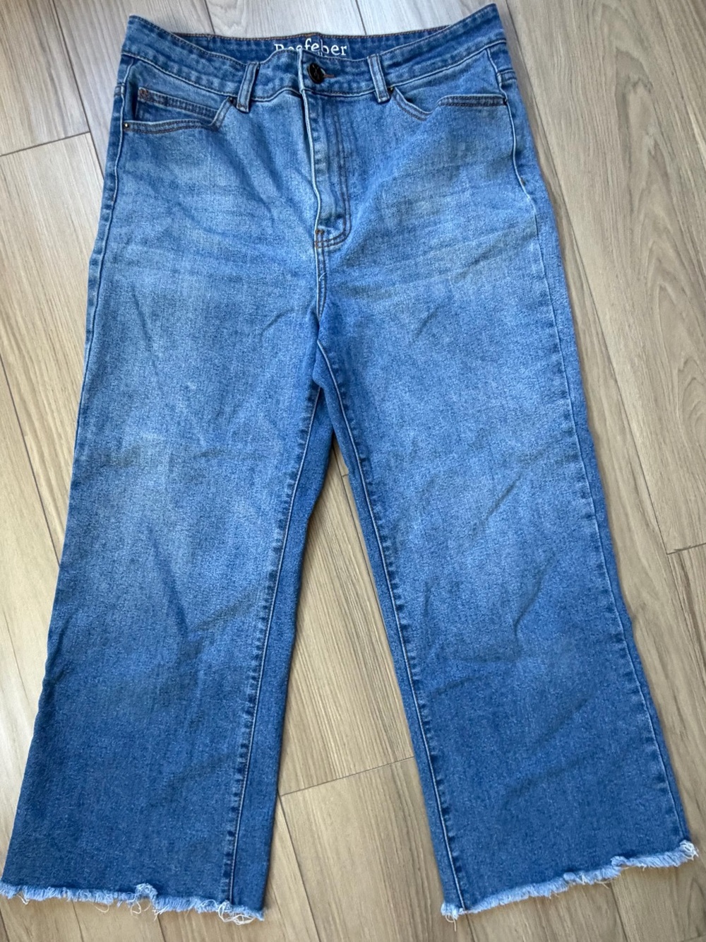 Resfeber Madrid Collection Wide Leg Raw Hem Ankle Jeans Stretch Sz 14